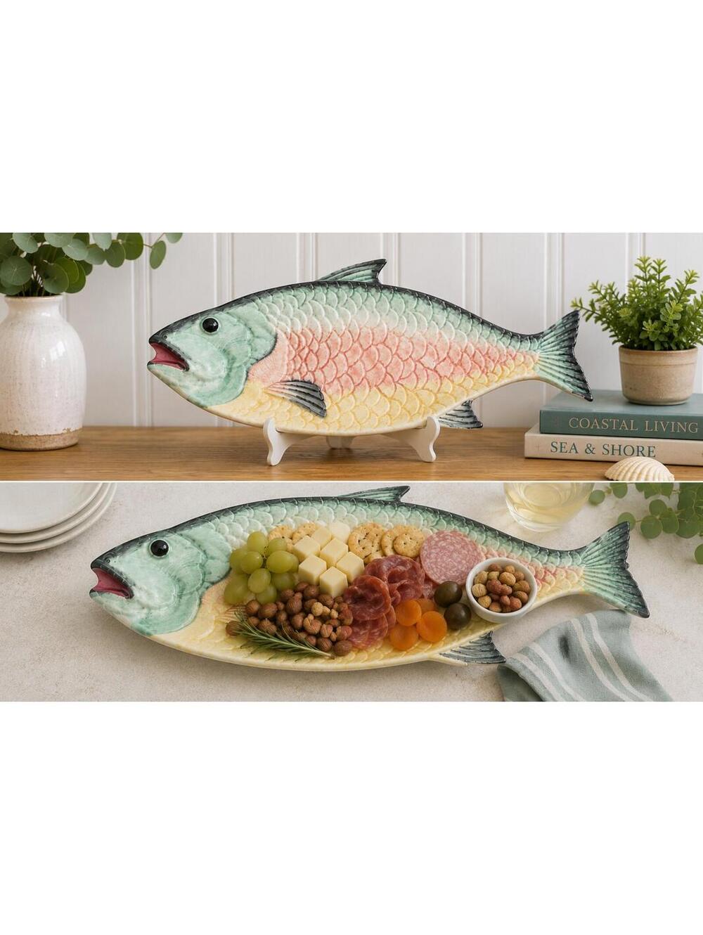 Vintage Italian Handpainted Fish Platter Ceramiche Leonardo 7059